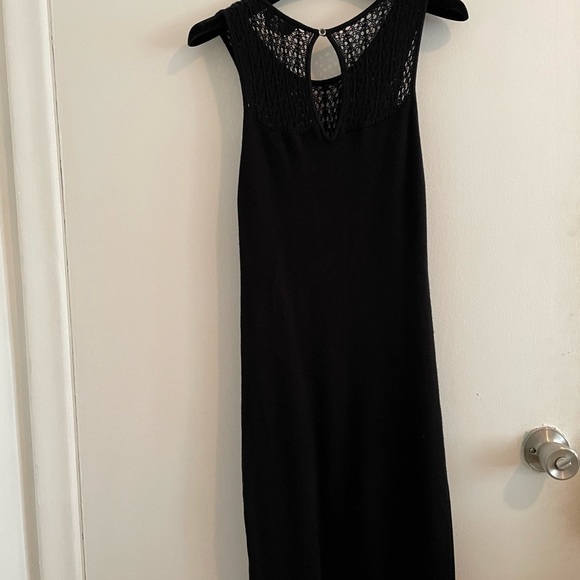 BEBE Black Dress with Crochet Detail, Fringes and Beads - Picture 9 of 11